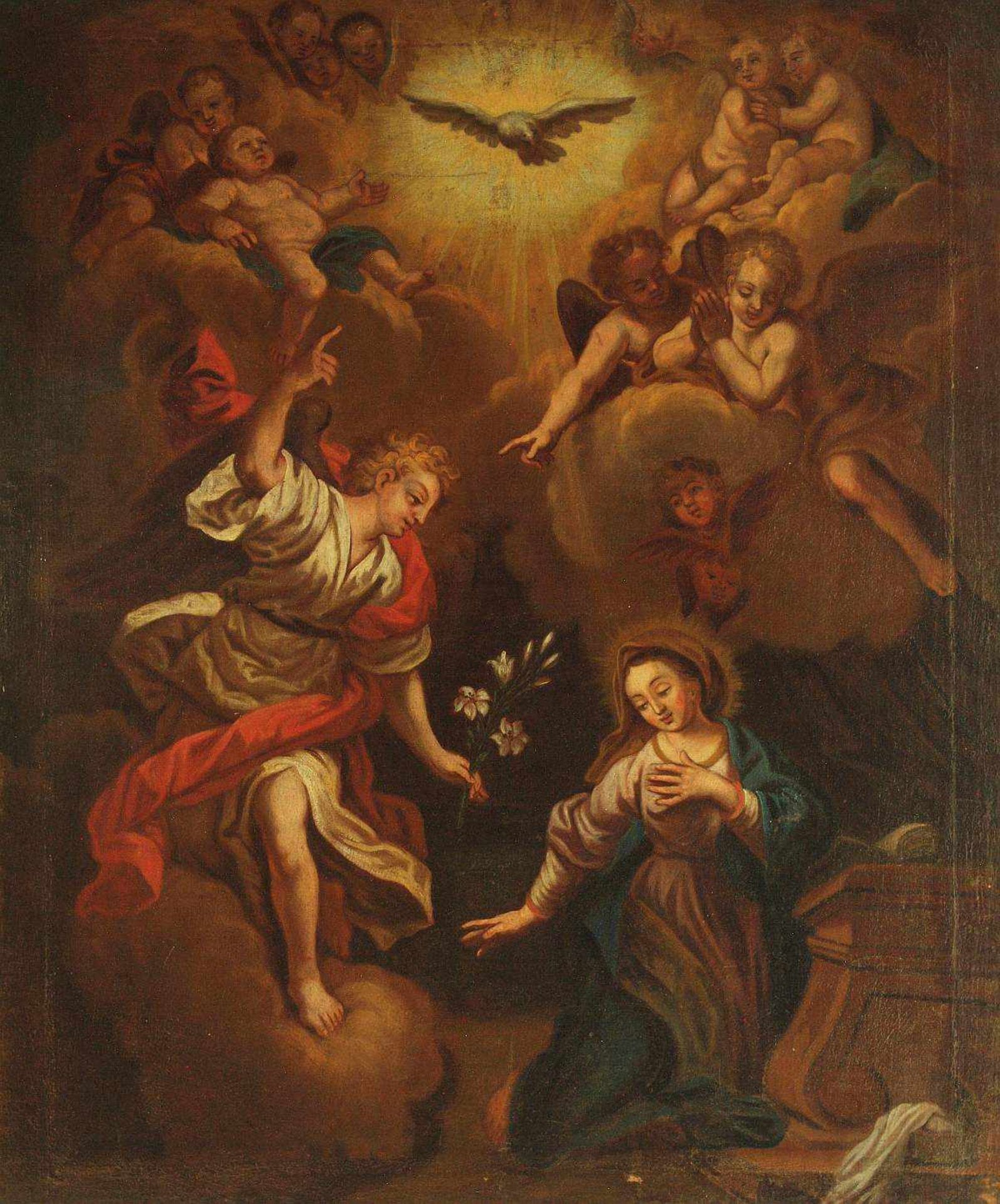 Die Verkündung an Jungfrau Maria. 17./18. Jahrhundert. Altmeister-Kopist. 17./18. Jahrhundert. Die - Bild 2 aus 5