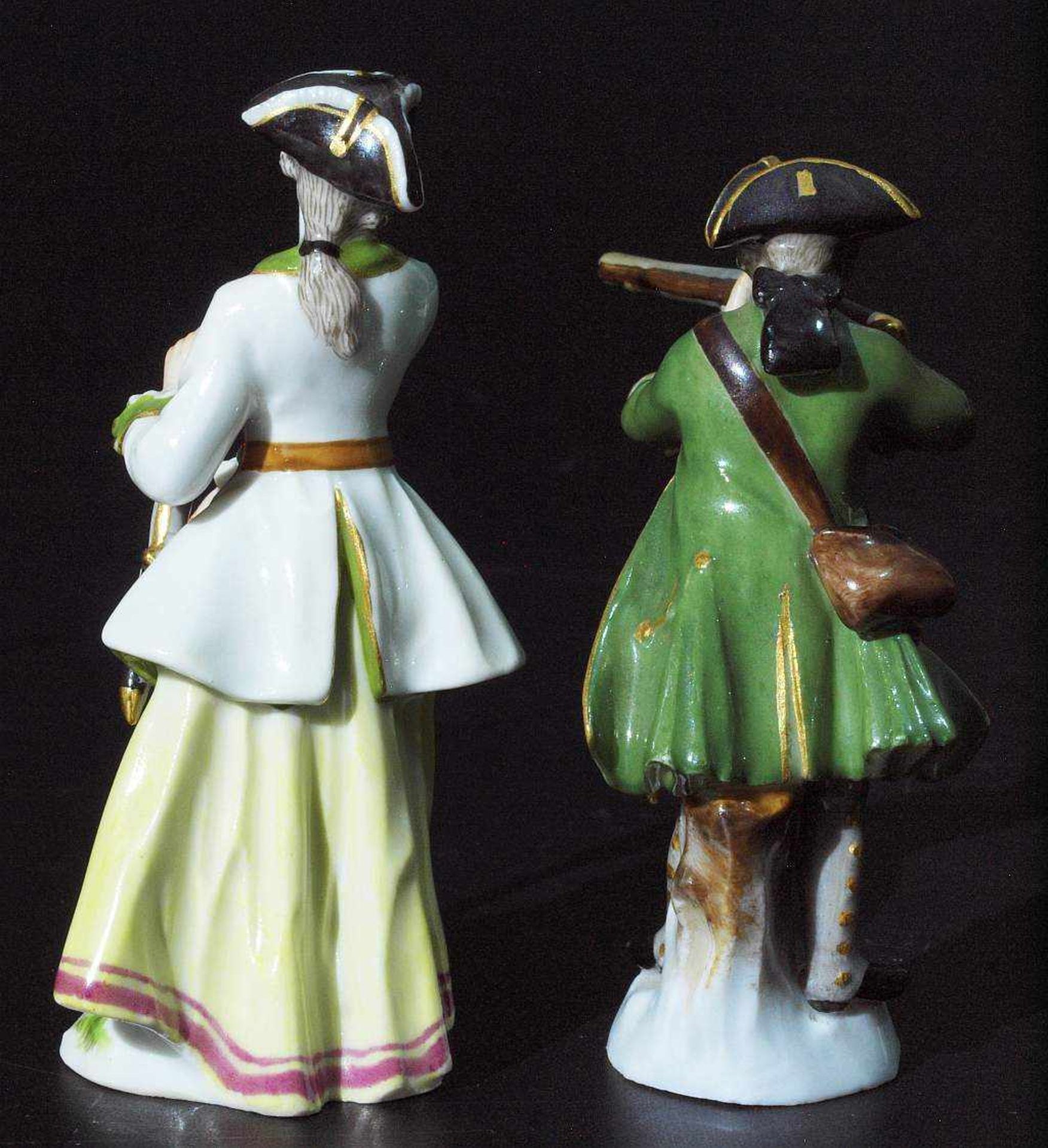 Jäger und Jägerin, MEISSEN 19. Jh. Jäger und Jägerin, MEISSEN um 1880, 1. Wahl. Zweier Satz - Bild 3 aus 6