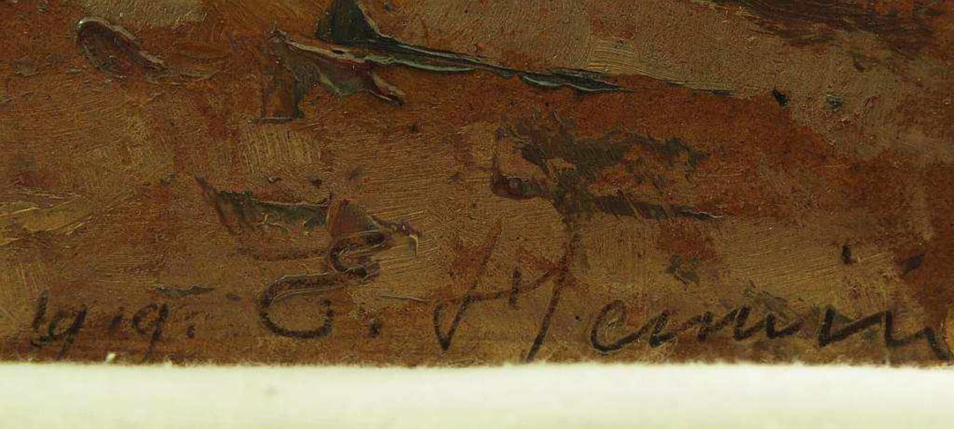 HENNING, E.C. HENNING, E.C. 19. Jahrhundert. Partie bei Pullach. Öl auf Malpappe, rechts unten - Bild 3 aus 5