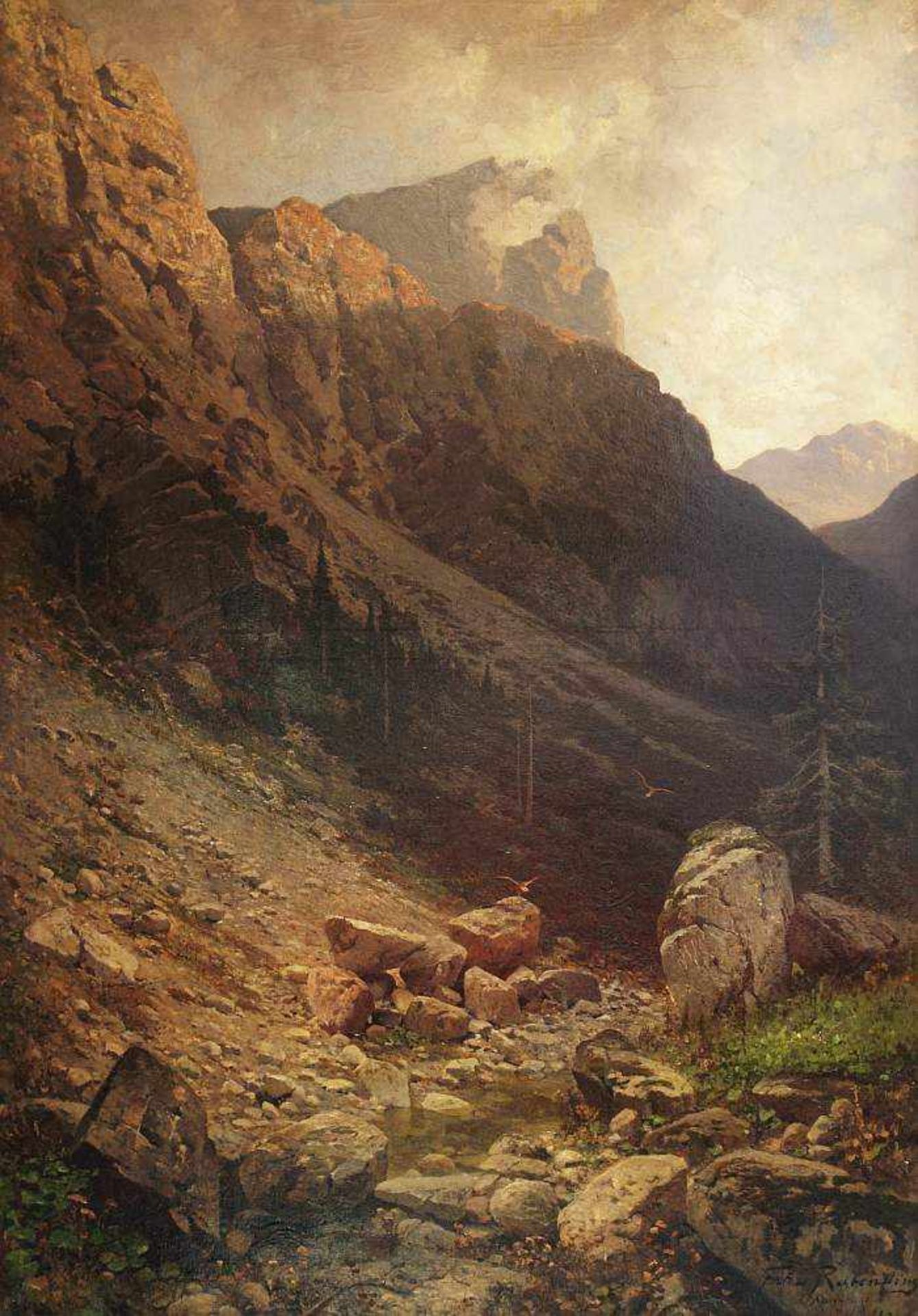 RABENDING, Fritz. RABENDING, Fritz. 1862 Wien - 1929 München. Alpine Berglandschaft. Öl auf