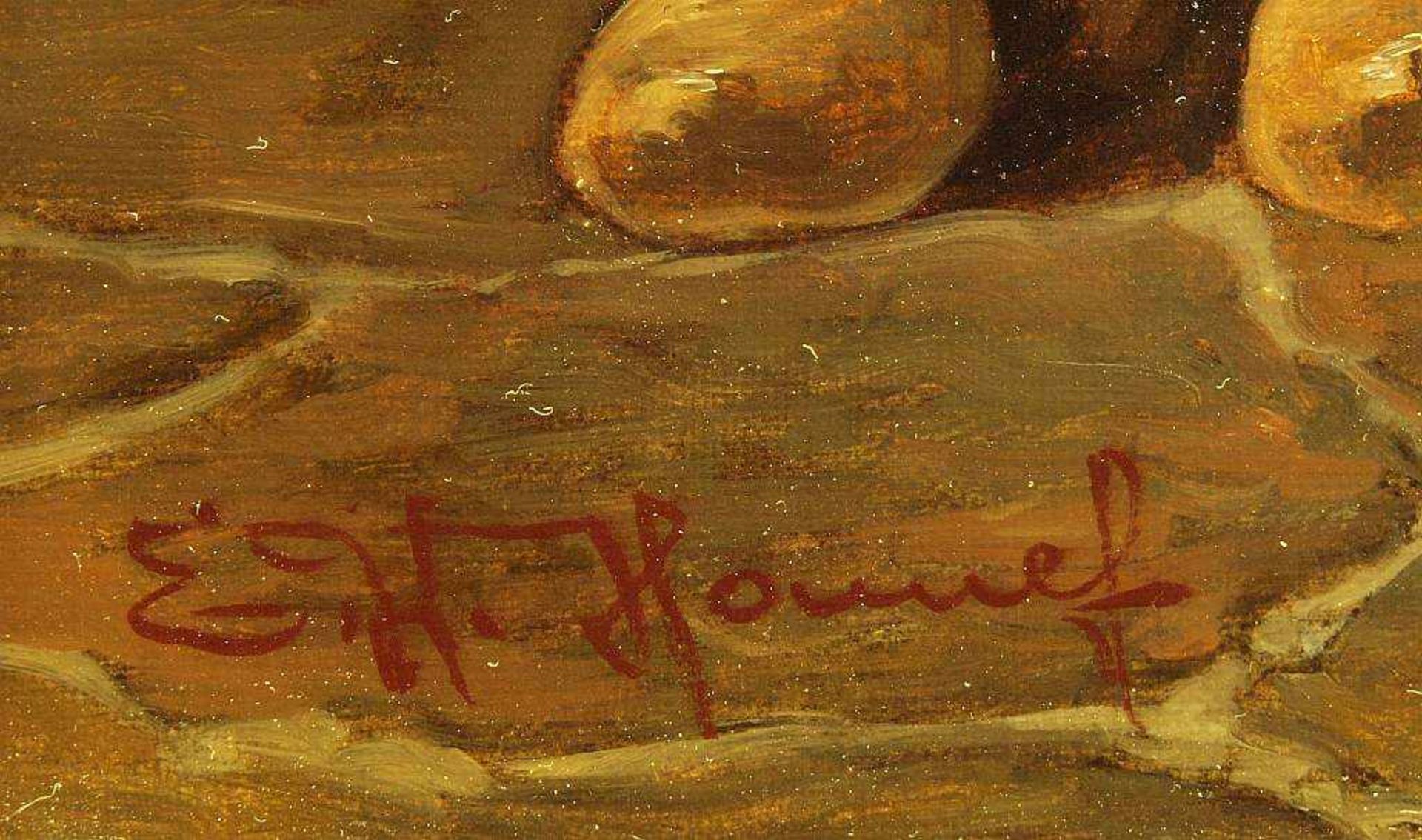 HONNEF, E.H. HONNEF, E.H., 20. Jahrhundert. "Ein Apfel für die Schwester". Öl auf Holz, links - Image 5 of 5