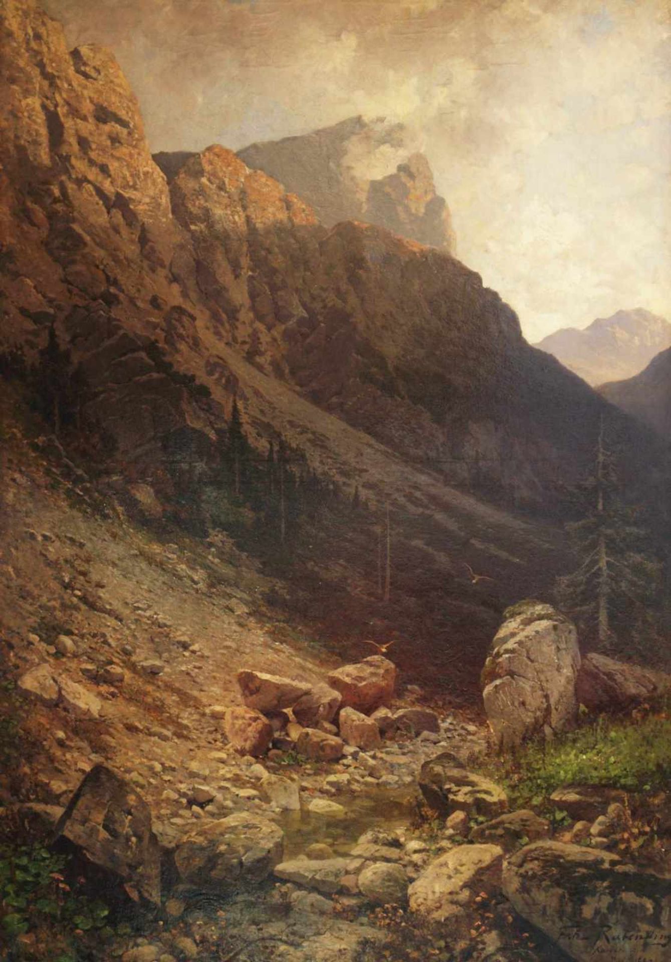 RABENDING, Fritz. RABENDING, Fritz. 1862 Wien - 1929 München. Alpine Berglandschaft. Öl auf - Bild 2 aus 7