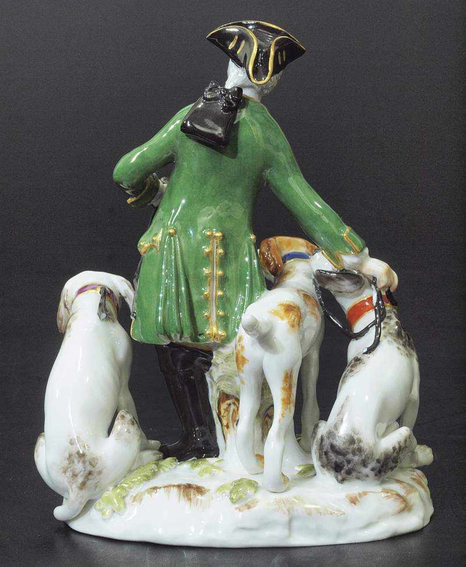 Figurengruppe "Jäger mit Hunden". Figurengruppe "Jäger mit Hunden". MEISSEN 1980, 1. Wahl. Modell - Bild 3 aus 4