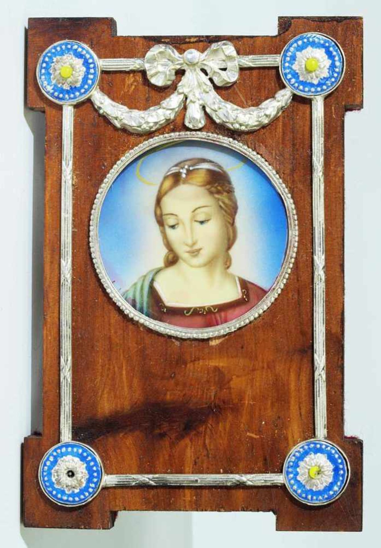 Madonnenbildnis auf Elfenbeinplatte. Madonnenbildnis auf Elfenbeinplatte. 19. Jahrhundert, ca. Ø 4,2