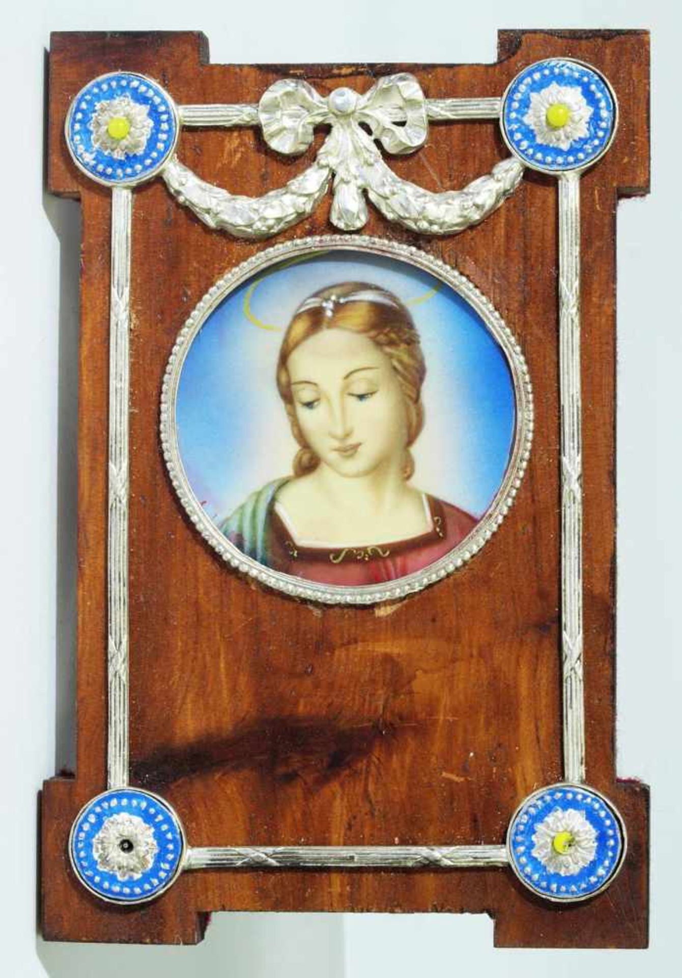Madonnenbildnis auf Elfenbeinplatte. Madonnenbildnis auf Elfenbeinplatte. 19. Jahrhundert, ca. Ø 4,2 - Bild 2 aus 4