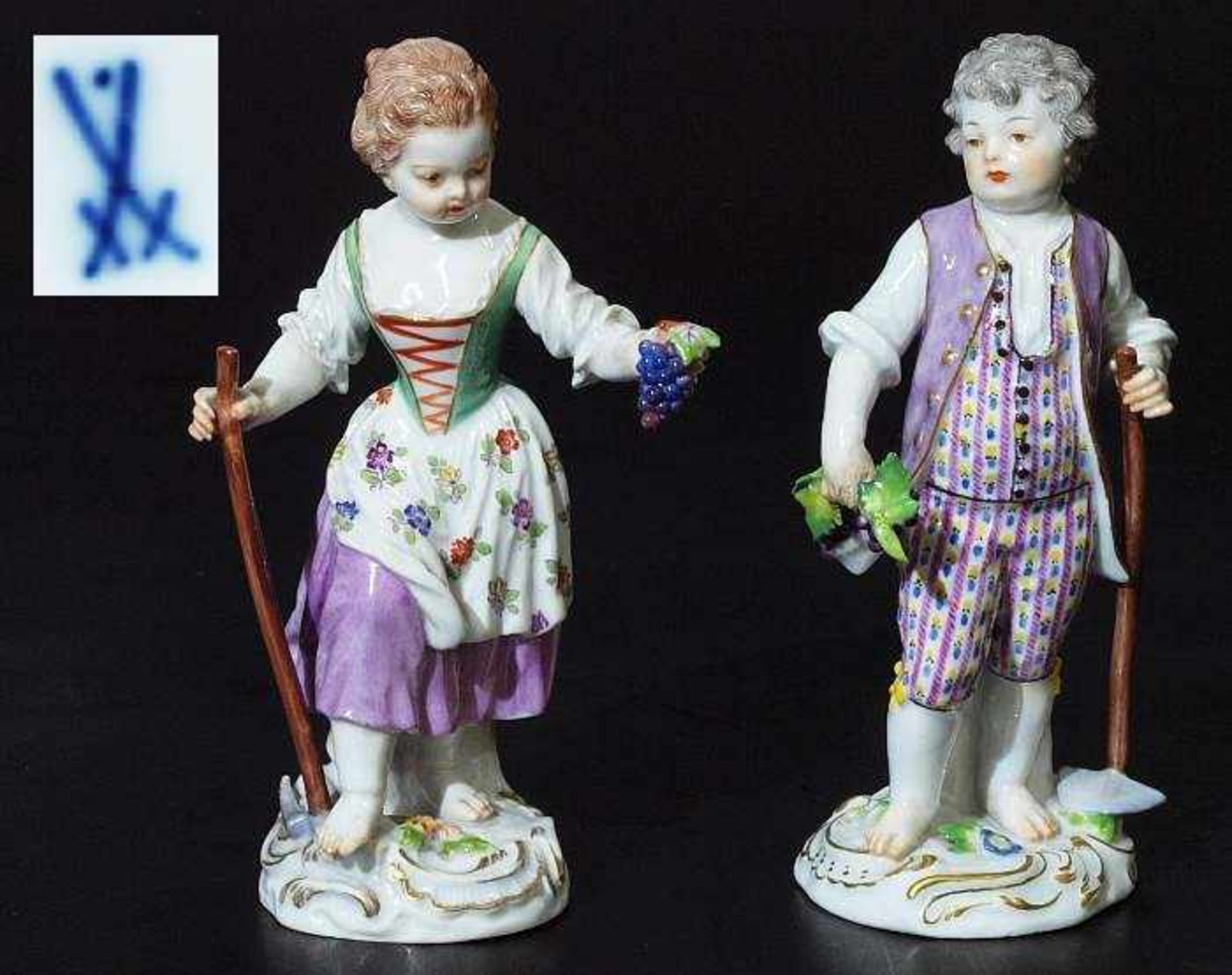 Zwei Gärtnerkinder (Winzerpaar). Zwei Gärtnerkinder (Winzerpaar). MEISSEN 1923 - 1934, 1. Wahl. Nach