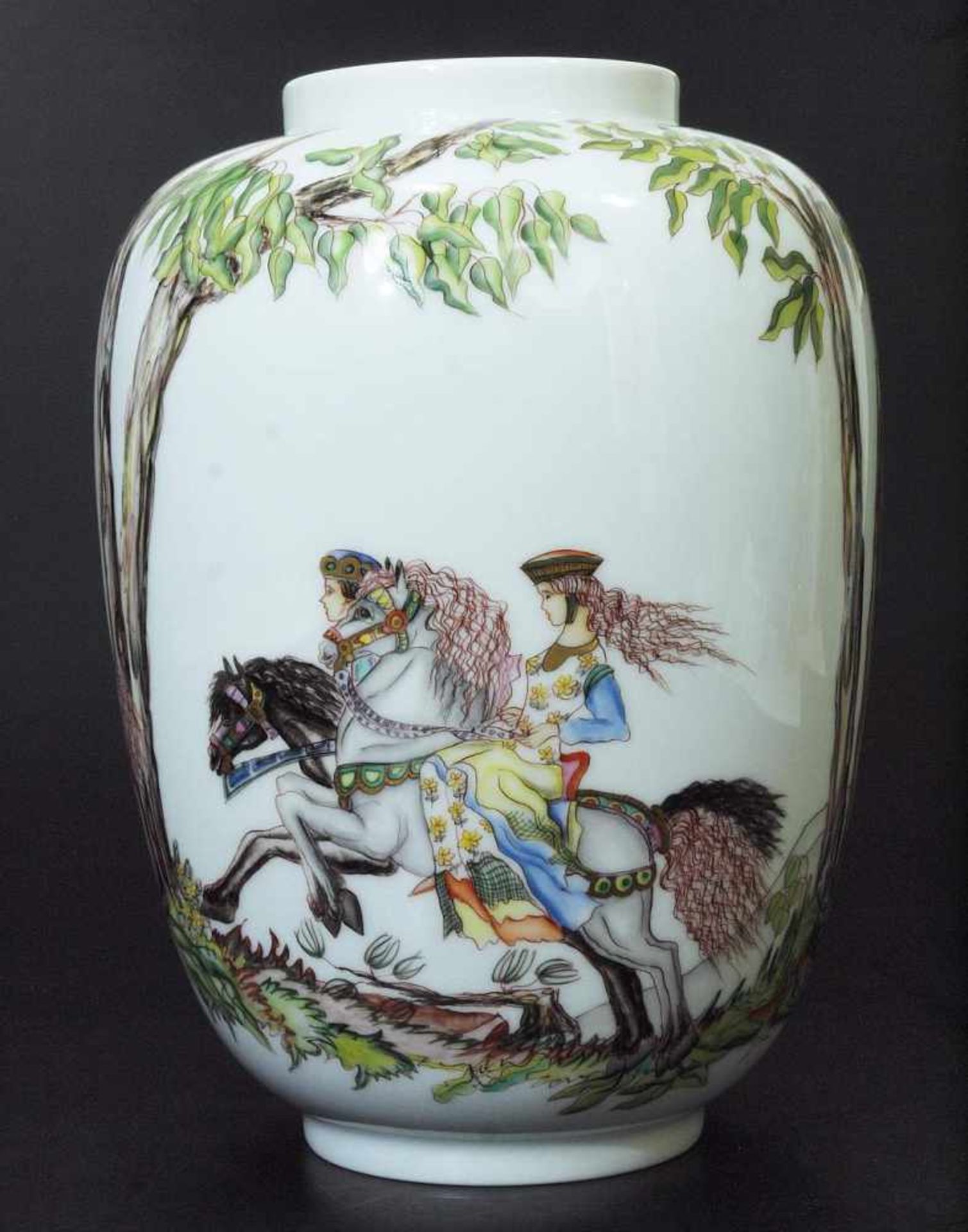 Vase Jugendstil "Hirschjagd", AUGARTEN WIEN ROTTENBERG, Emma Helena (Ena). Malerin und - Bild 3 aus 6