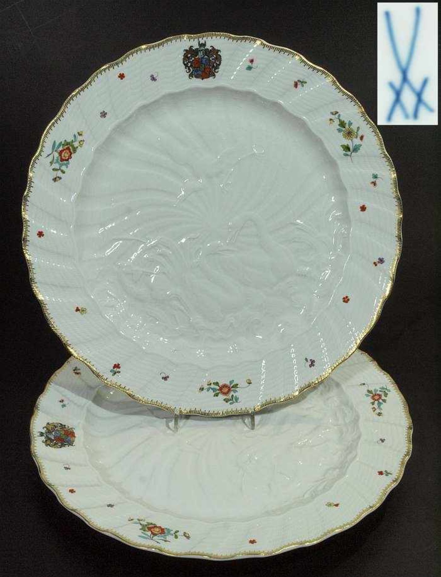 Paar Schwanenservice Platzteller. MEISSEN. Paar Schwanenservice Platzteller. MEISSEN nach 1970, 1.