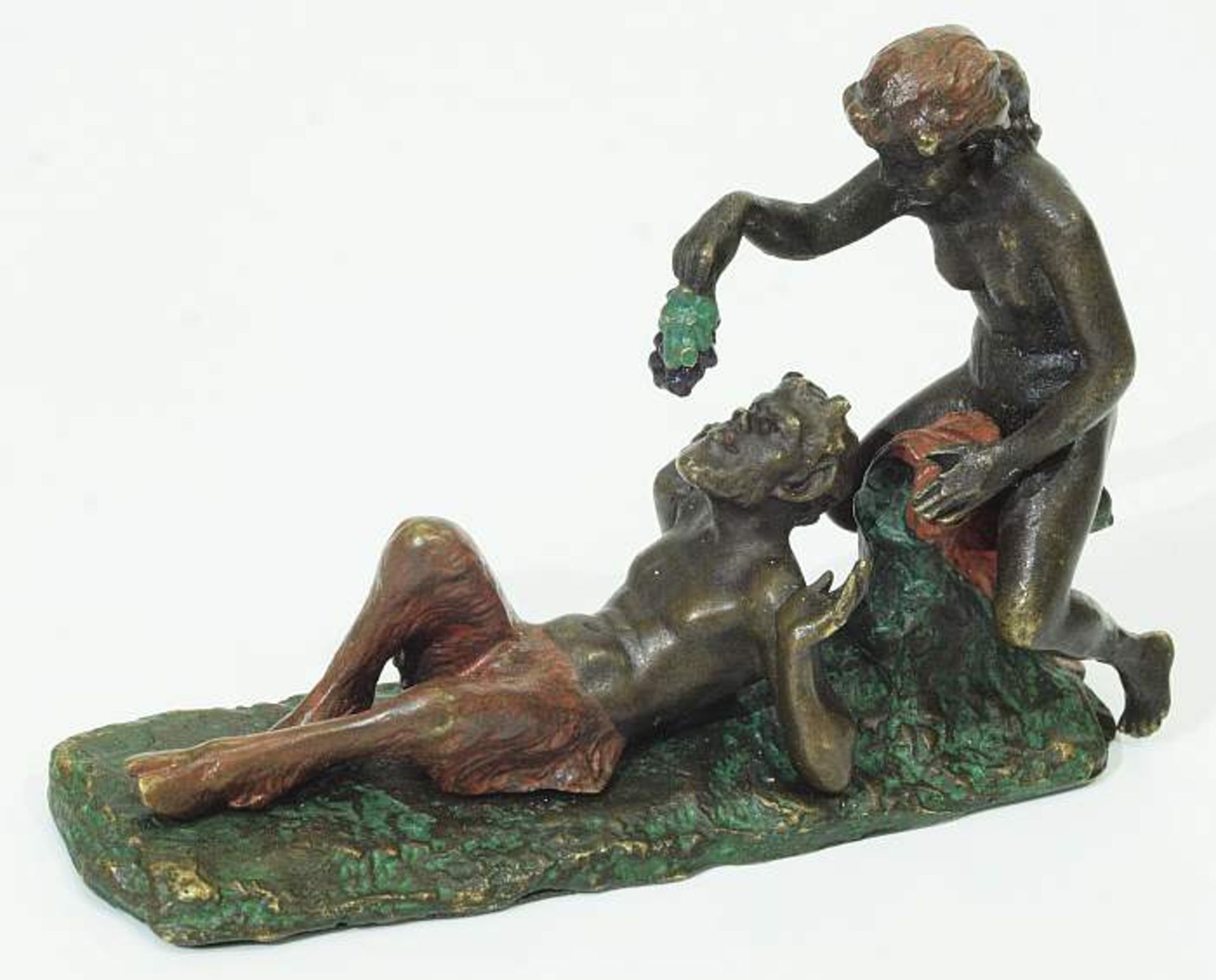 Erotika, Figurengruppe "Faun und Mädchen mit Traube". Wiener Bronze. Erotika, Figurengruppe "Faun