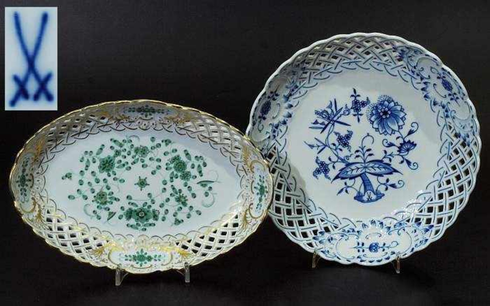 Durchbruchschalen, rund und oval. MEISSEN. Durchbruchschalen, rund und oval, MEISSEN. 1) Ovale