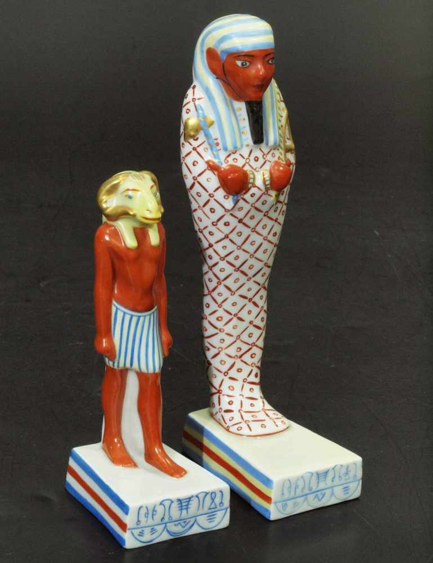 Ägyptische Figuren. HEREND/Ungarn. Ägyptische Figuren. HEREND/Ungarn. 20. Jahrhundert. Farbig - Bild 2 aus 5