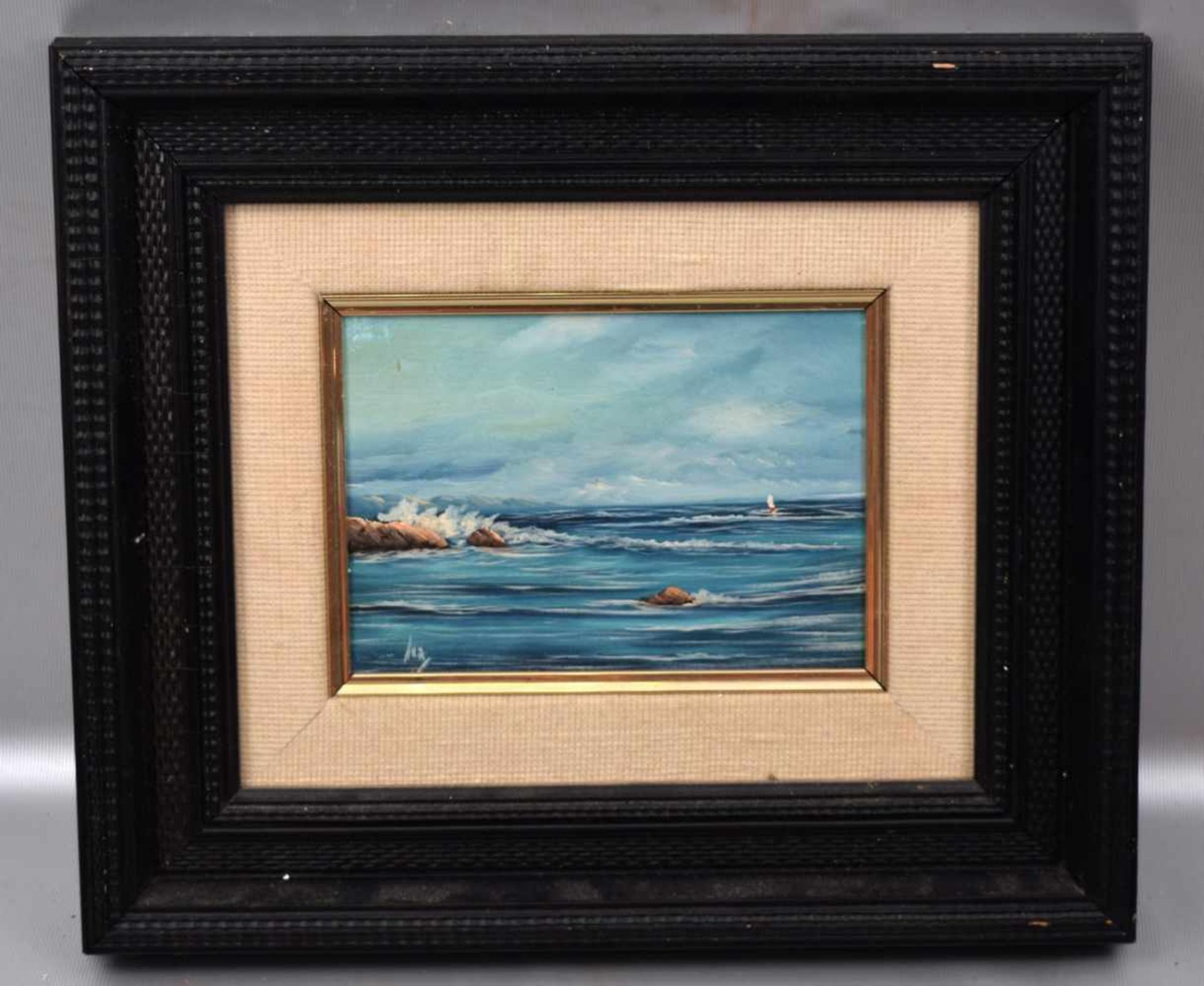 Unbekannter Maler 20. Jh., Meeresbrandung, Öl/Lwd., u.l.sign., 13 X 18 cm, Rahmen