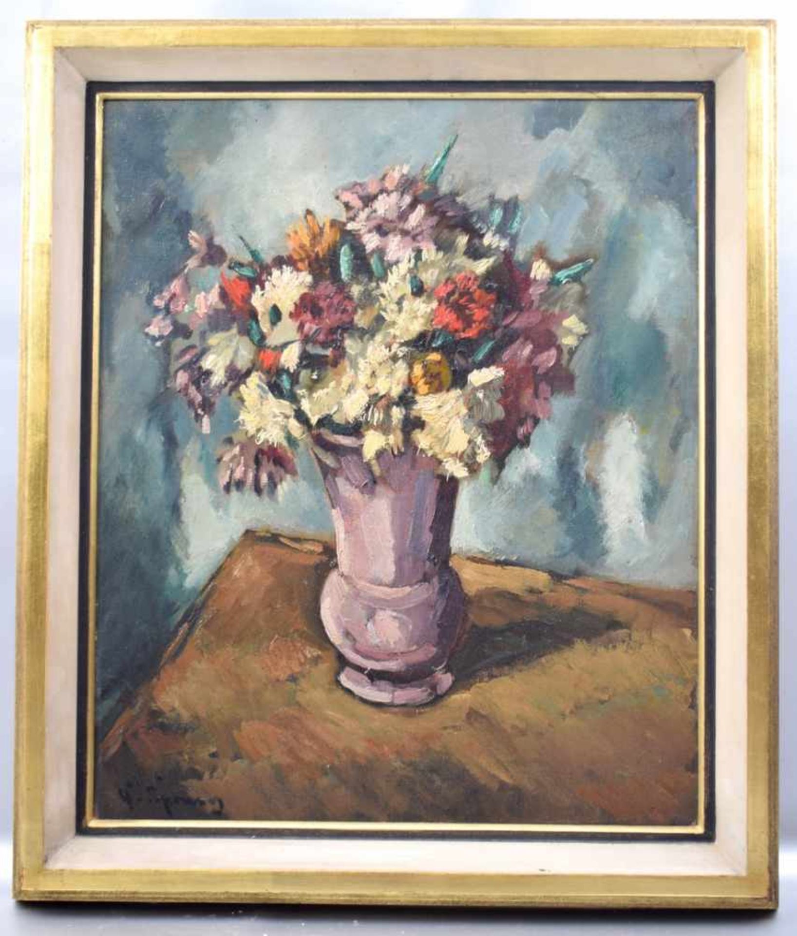 Hanns Sprung 1884-1948 Koblenz, bunter Feldblumenstrauß in Vase, Öl/Lwd., u.l.sign., 38 X 45 cm,