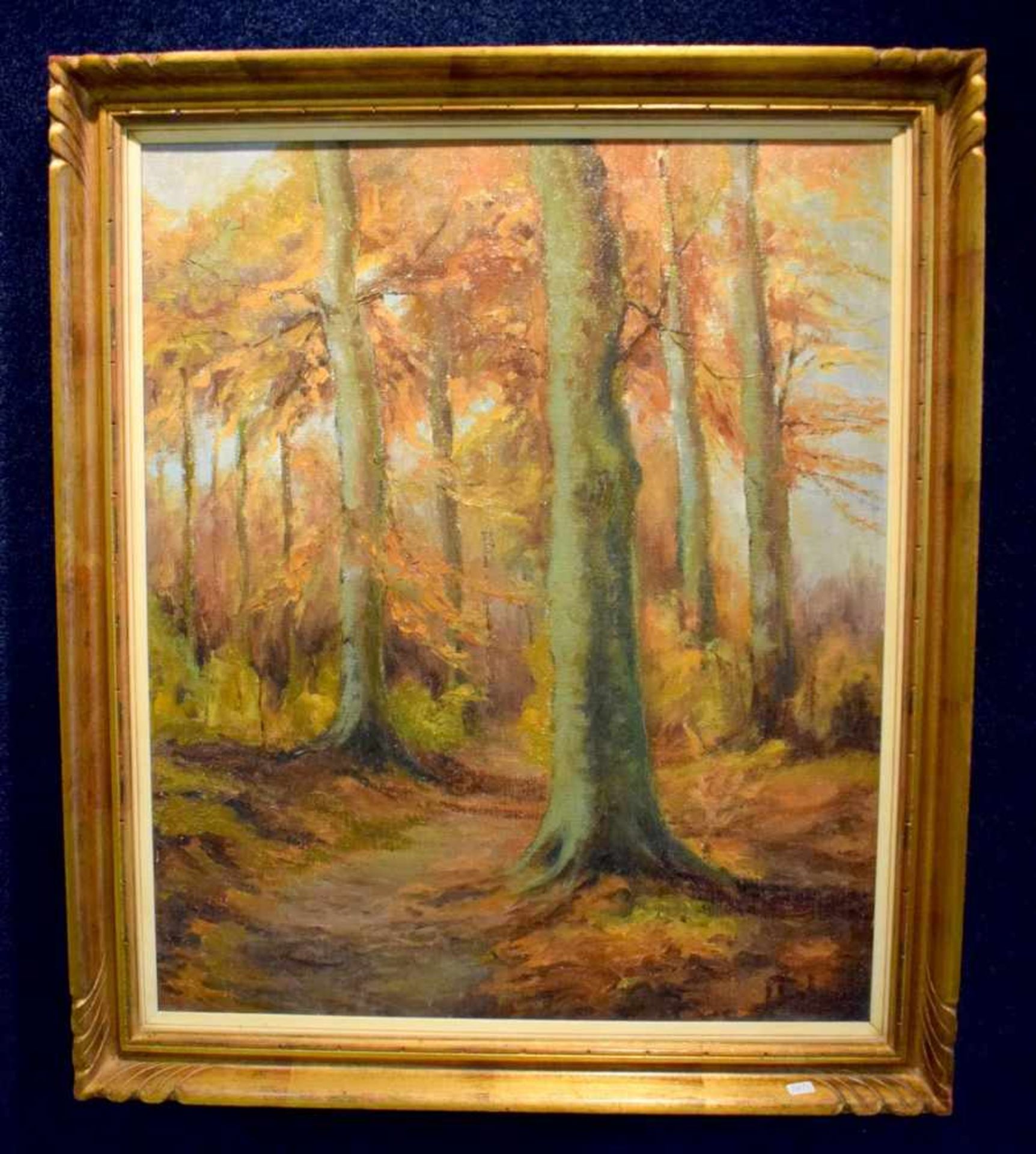 Monogrammist um 1900, Herbstwald, Öl/Lwd., u.r.monogr., 50 X 60 cm, Goldrahmen