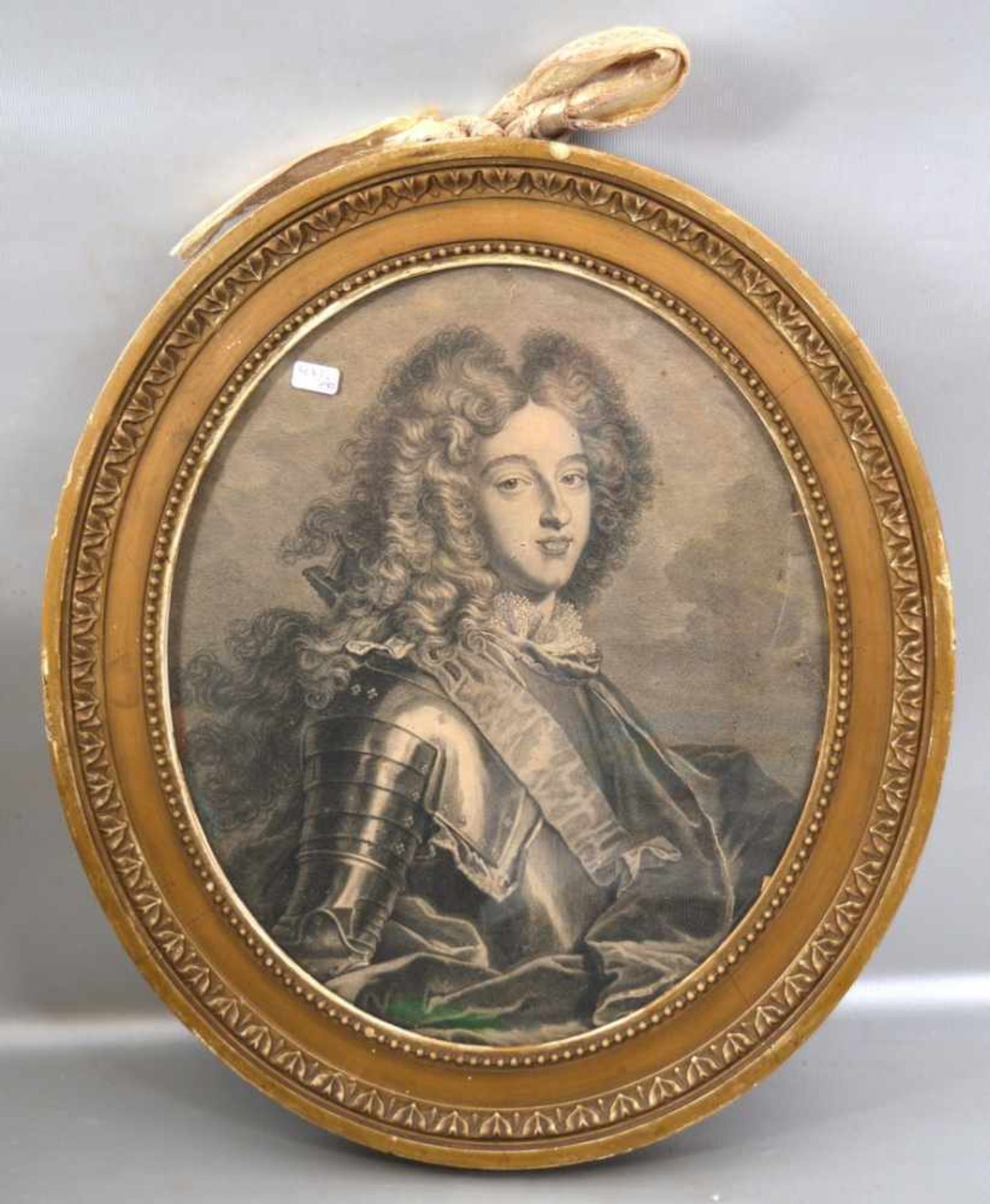 Kupferstich Portrait eines Kurfürsten, oval, 26 X 31 cm, Goldrahmen, 18. Jh.