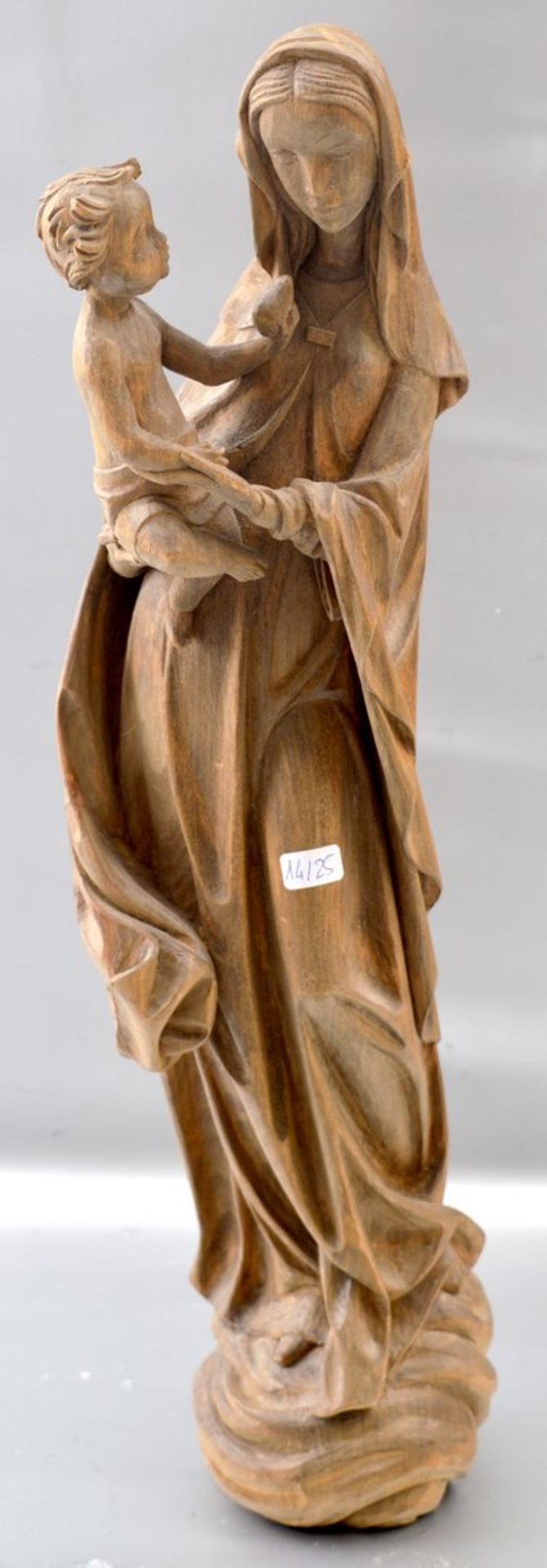 Mutter Gottes mit Kind Hartholz, geschnitzt, im Barock-Stil, H 43 cm