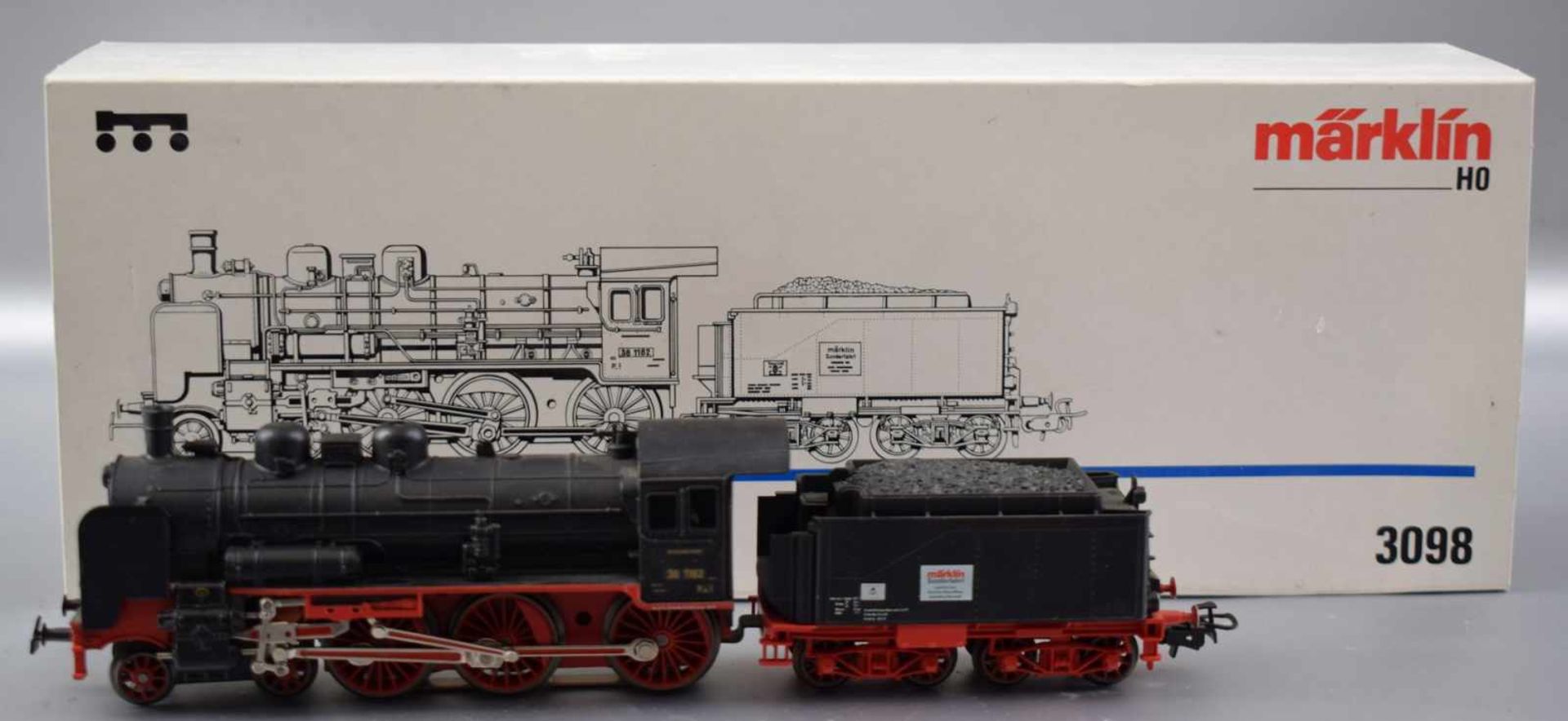 Lokomotive mit Tender Spur H0, Nr. 3098, im originalen Karton, FM Märklin