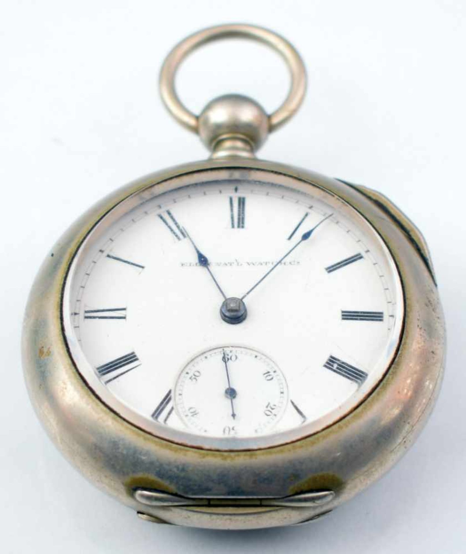 Taschenuhr Metallgehäuse, Emailzifferblatt, mit Schlüsselaufzug, 19. Jh.