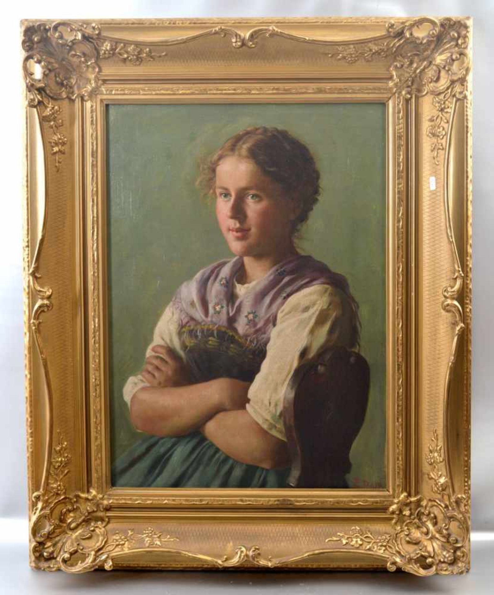 Emil Rau 1858 Dresden-1937 München, Portrait eines jungen Mädchens in bayrischer Tracht auf