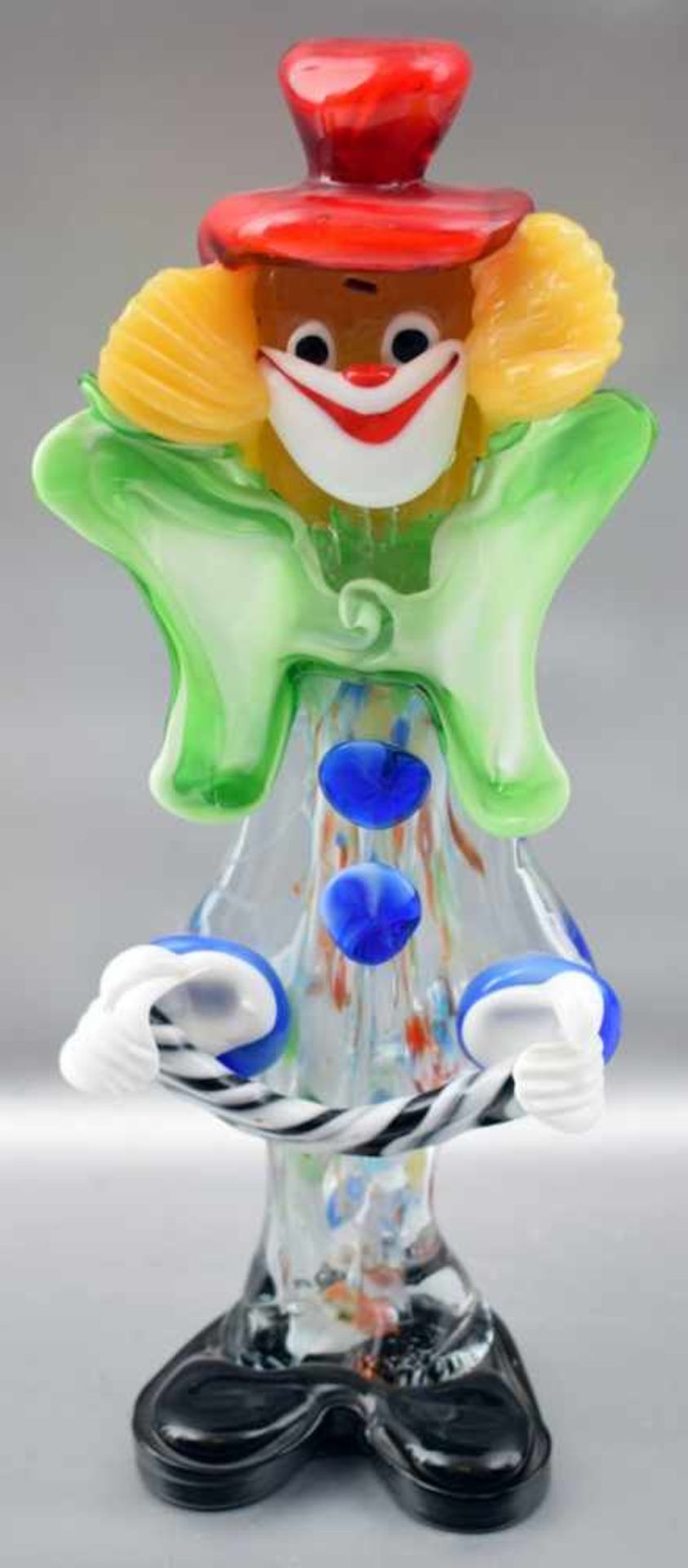 Clown farbl. Glas, mit bunter Farbeinschmelzung, H 35 cm, FM Murano