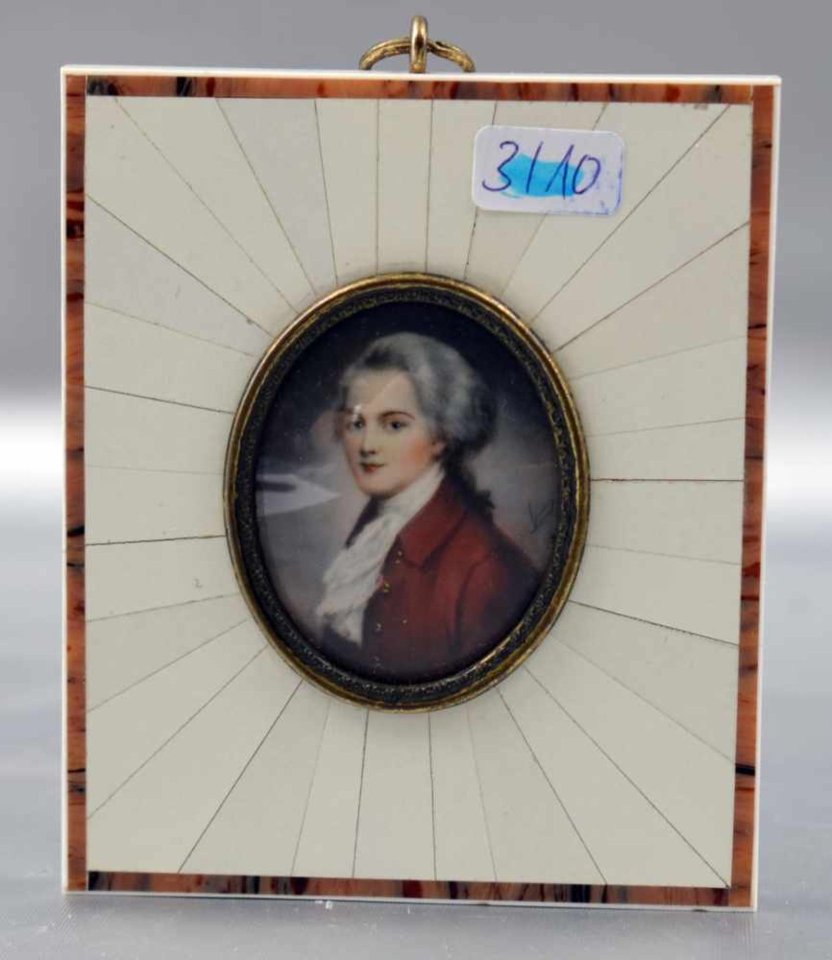 Der junge Mozart Öl/Bein, im elfenbeinfarbenen Rahmen, 5 X 10 cm