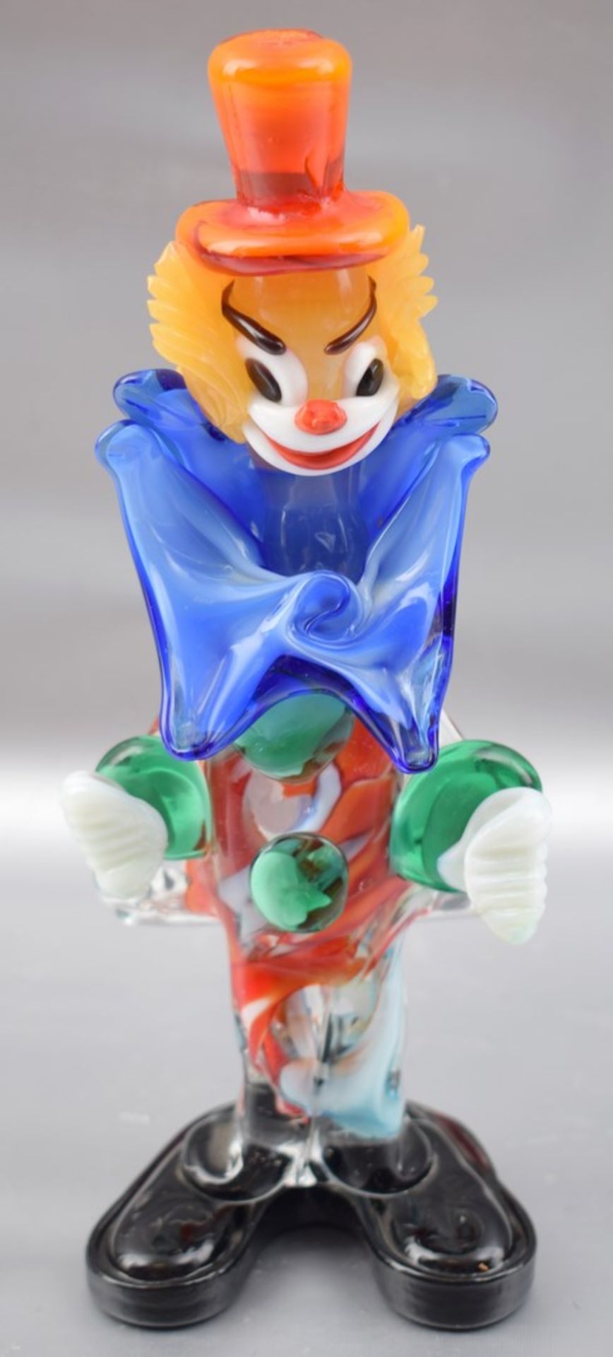 Clown farbl. Glas, mit bunter Farbeinschmelzung, H 21 cm, FM Murano