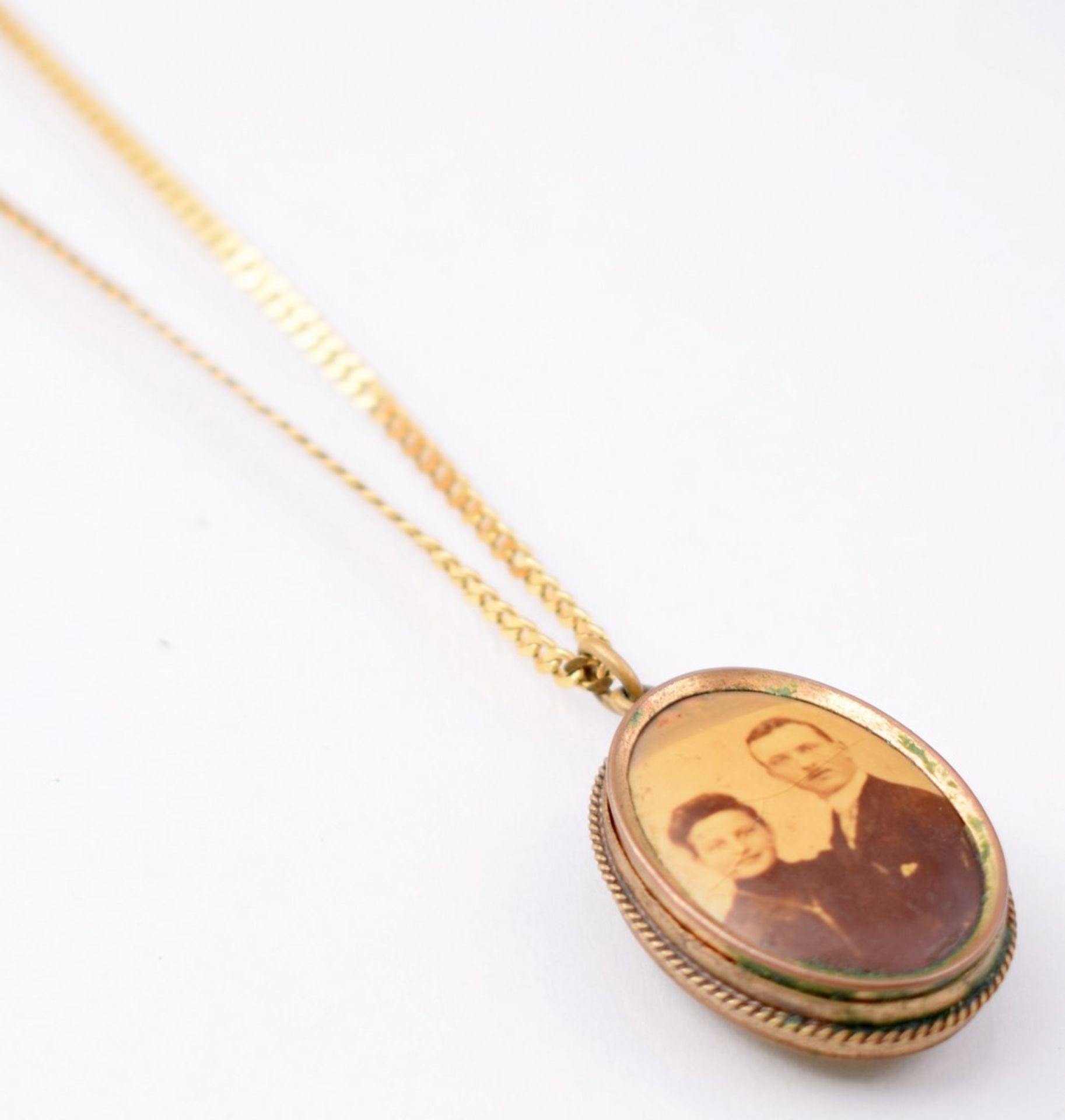 Medaillon mit Kette Dublee, oval, Kette 8 kt. Gelbgold