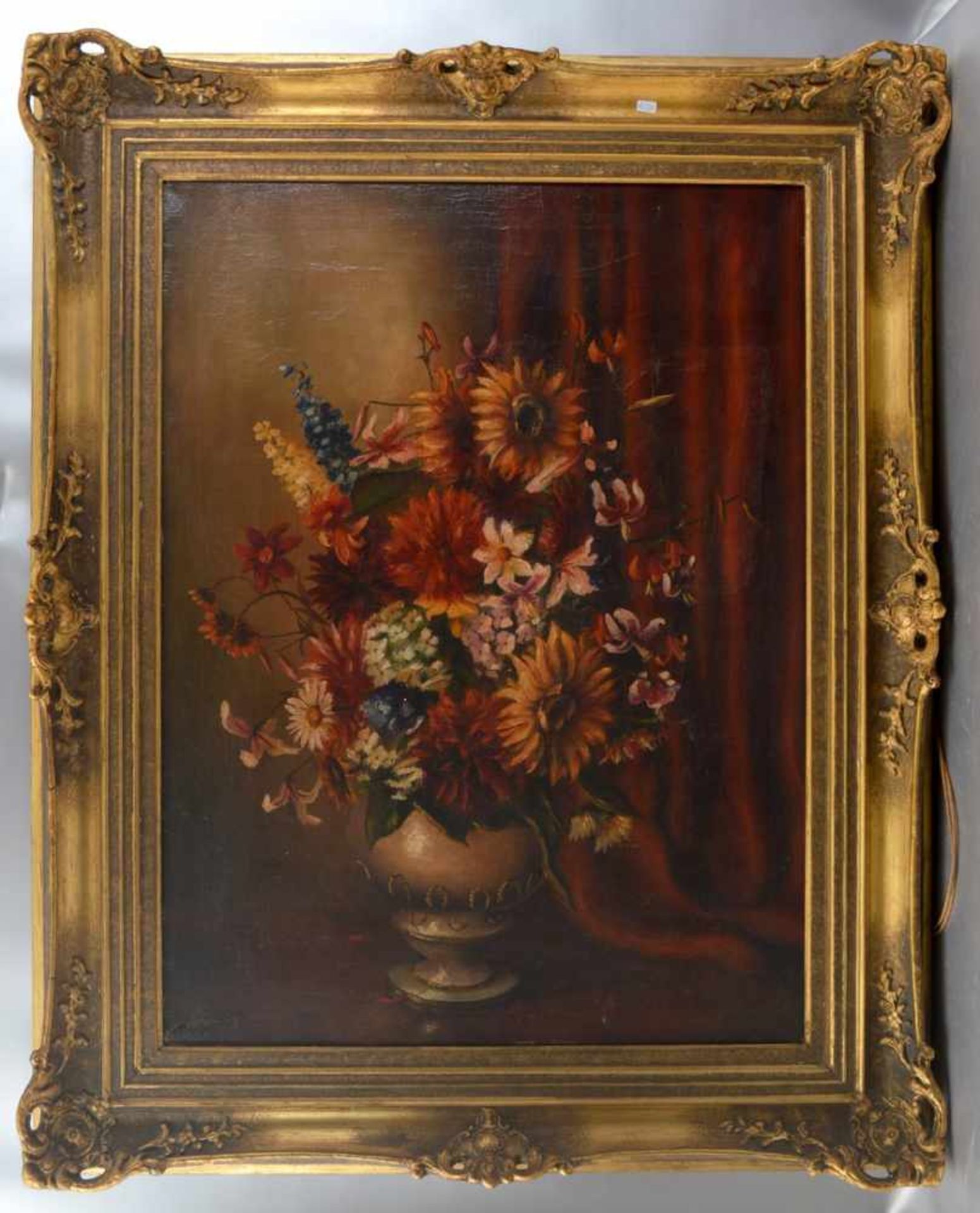 Schmitz-Kaiser Anfang 20. Jh. Blumenstilleben in Vase, Öl/Lwd., u.l.sign., 60 X 80 cm, dek.