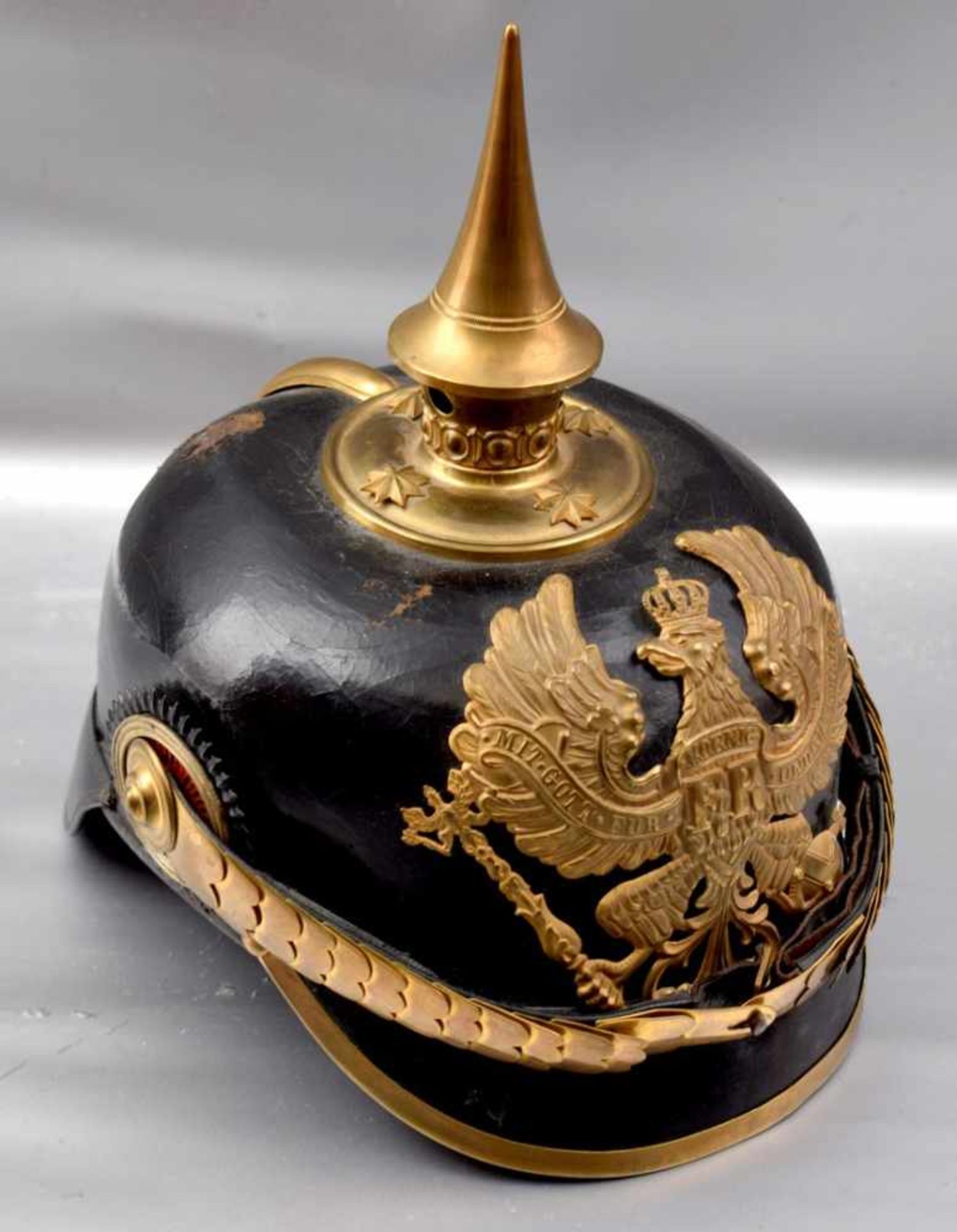 Preußische Pickelhaube Offizier Infanterie 75/76, mit Schuppenkette