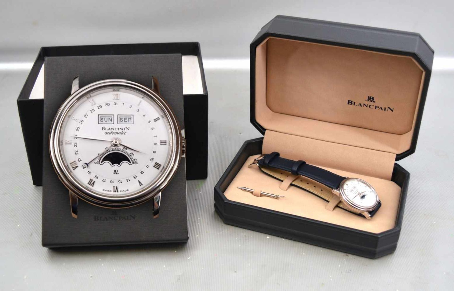 Armbanduhr "Villeret" Blancpain Stahlgehäuse, Unisex, Automatik, weißes Zifferblatt, mit Mondphase