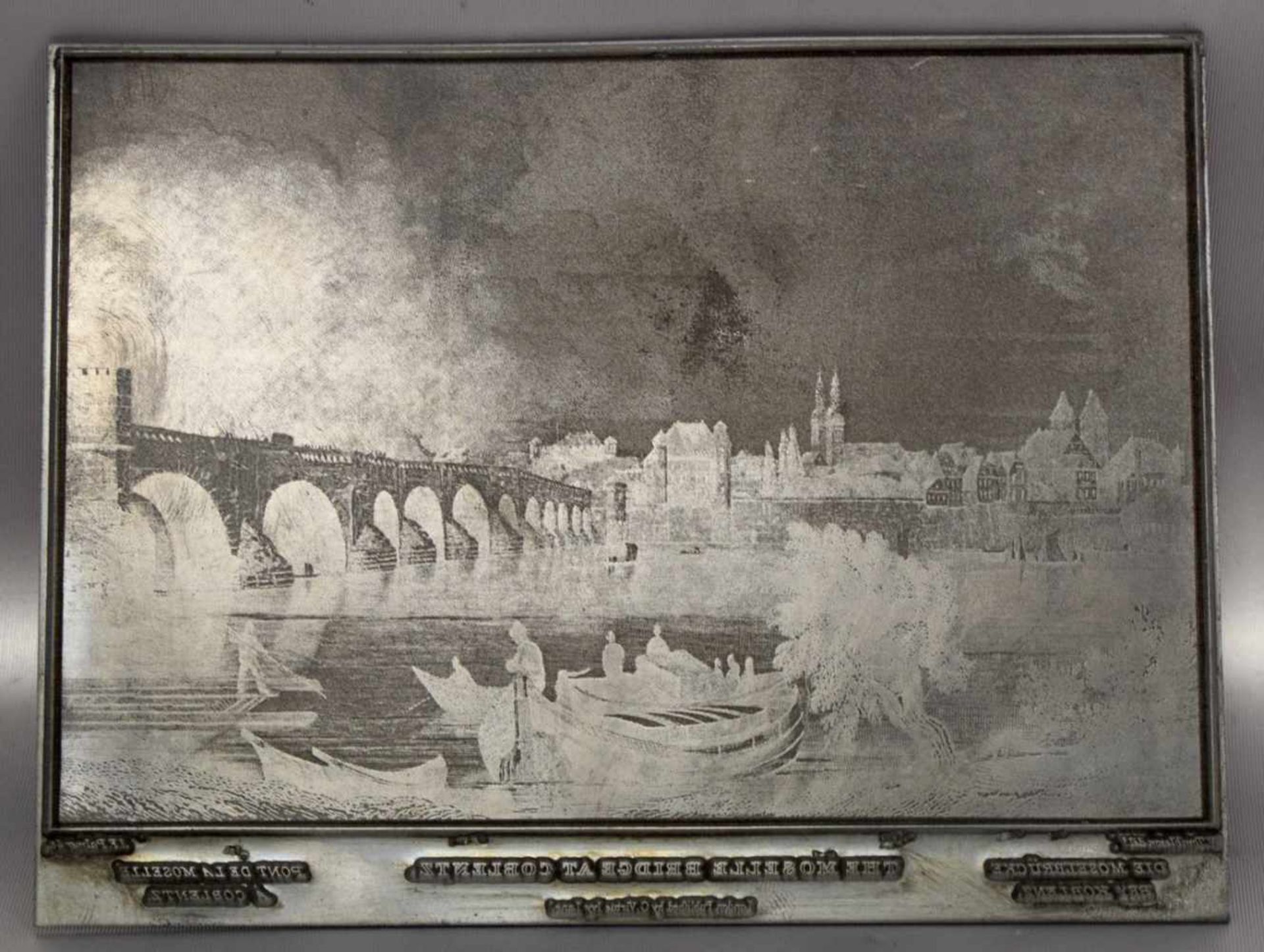 Druckplatte Ansicht von Koblenz, 12 X 15 cm