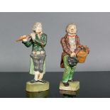 2 Zizenhausener Terrakottafiguren (19.Jh.) 1x Figur aus dem großen Orchester; kalte Bemalung; besch.