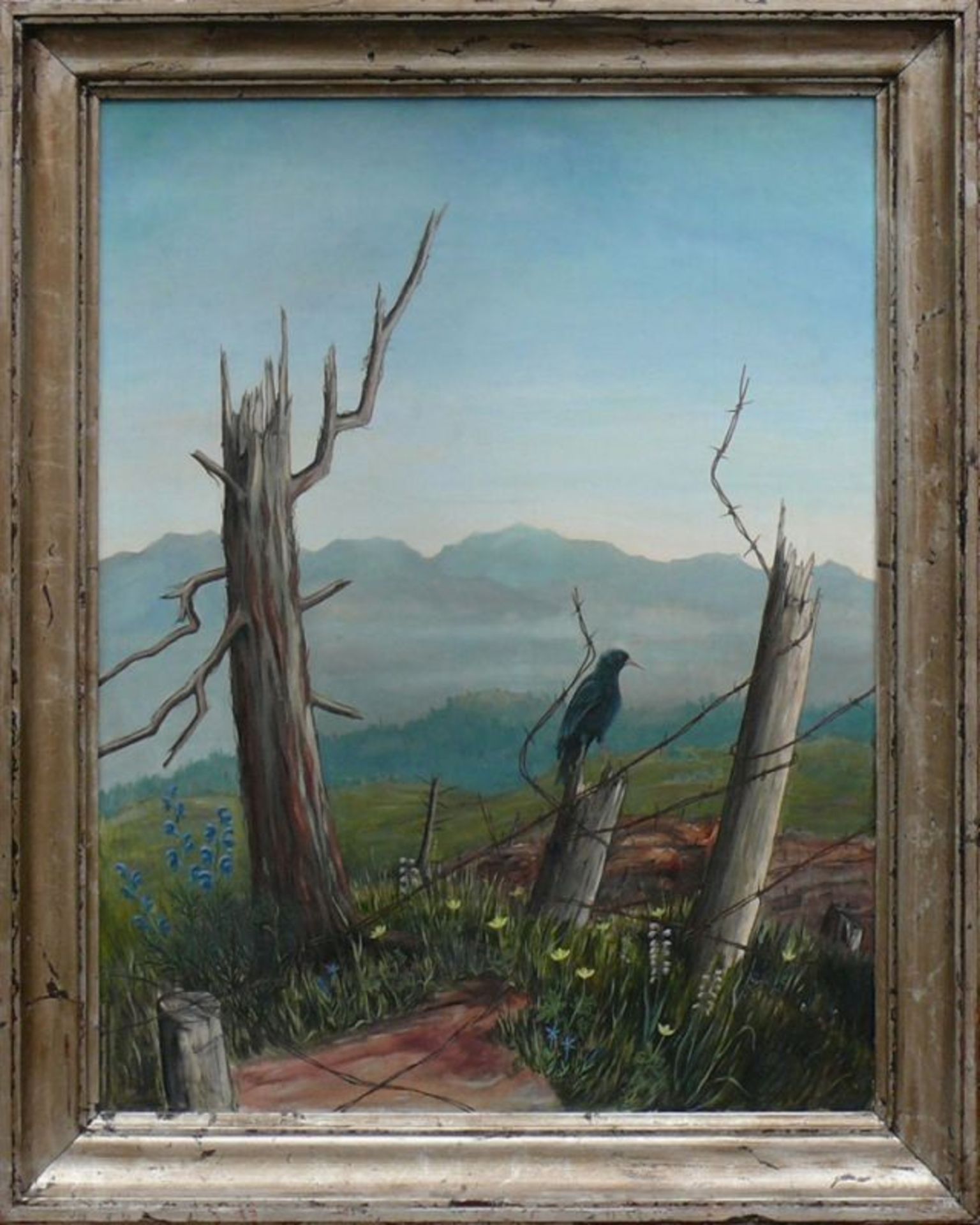 Eiermann, Adolf Dr. (1894 Eberbach - 1959 Konstanz) "Landschaft" mit Gebirge im Hintergrund; im