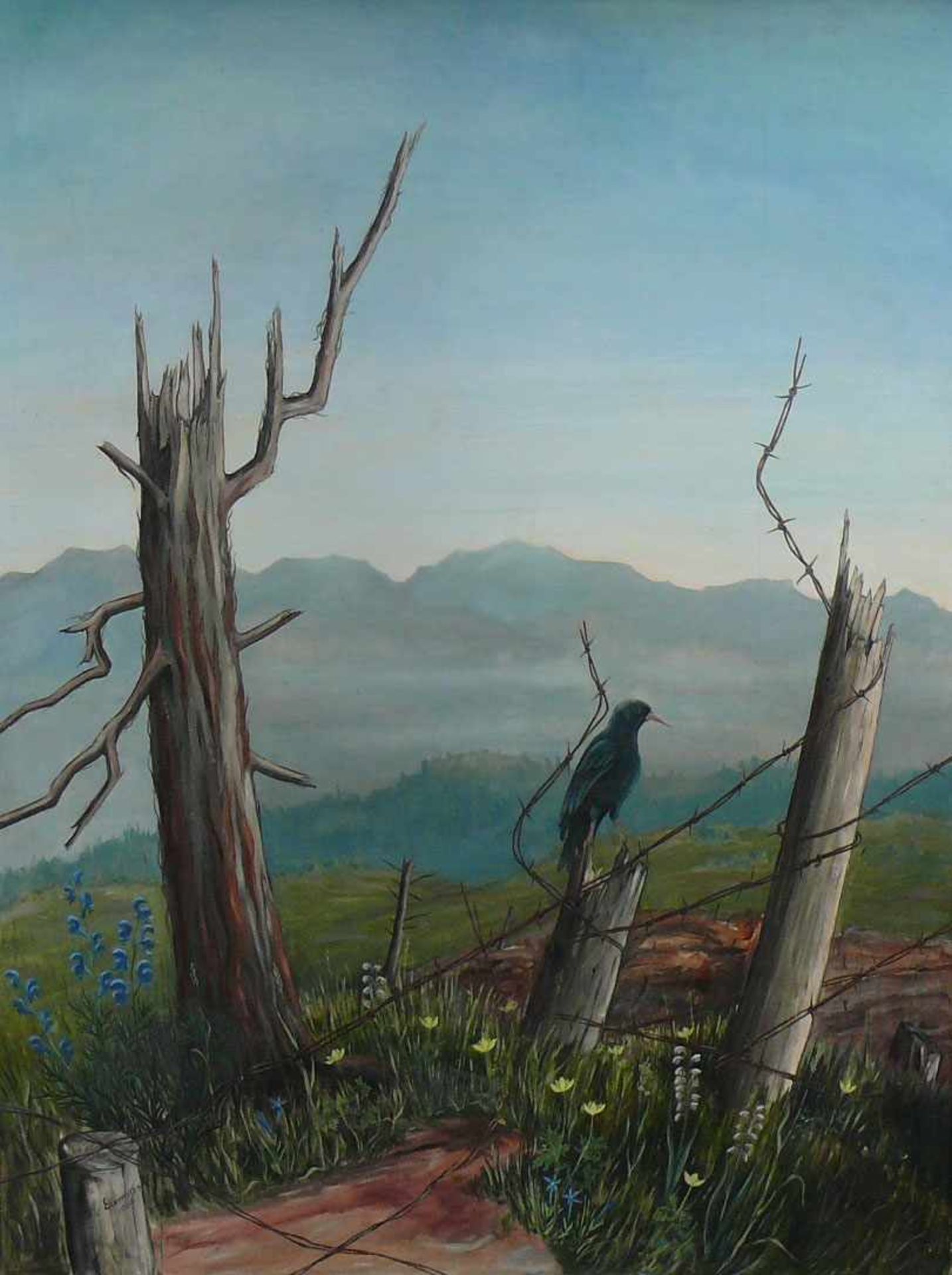 Eiermann, Adolf Dr. (1894 Eberbach - 1959 Konstanz) "Landschaft" mit Gebirge im Hintergrund; im - Bild 2 aus 6