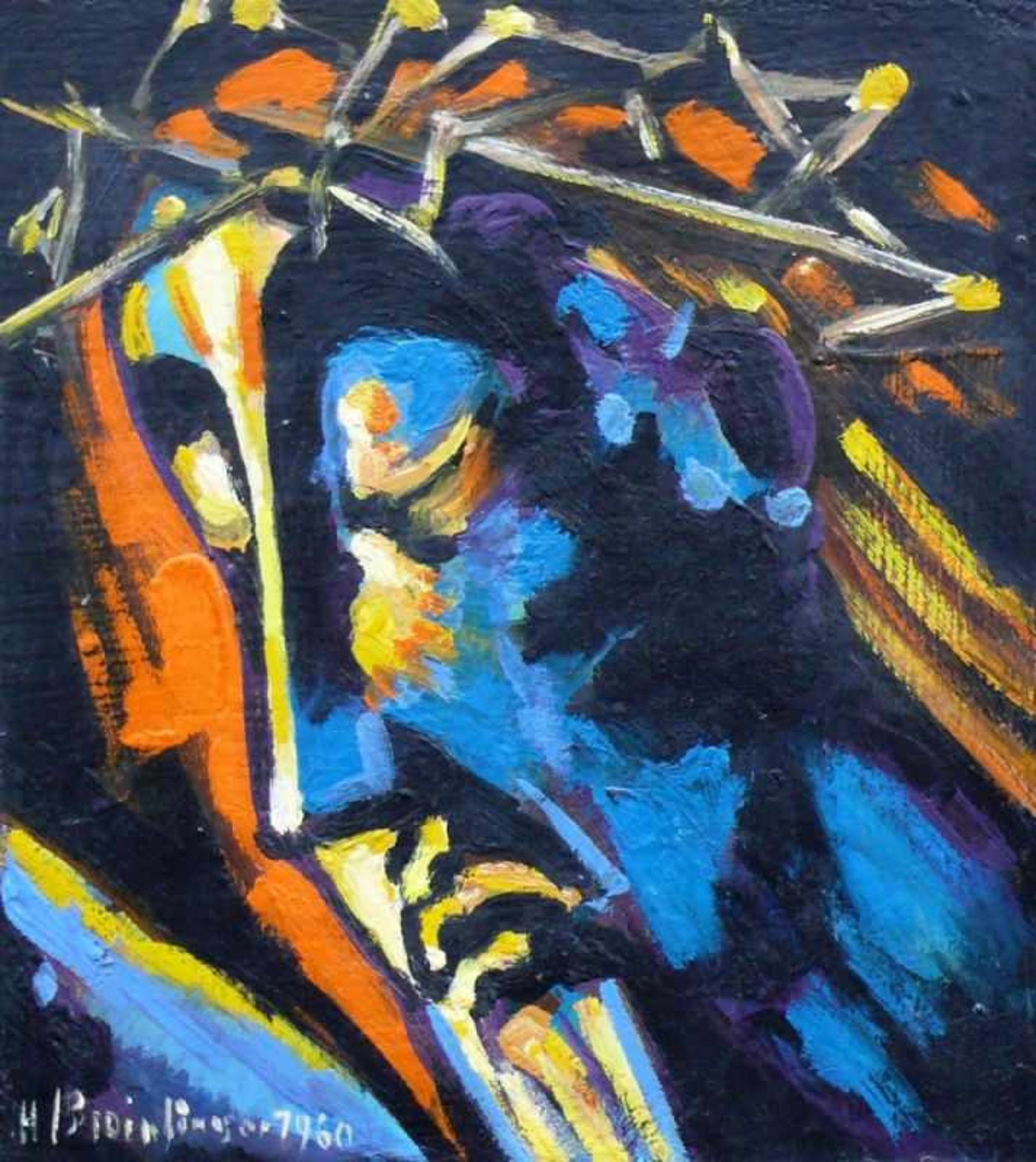 Breinlinger, Hans (Konstanz 1888 - 1963) "Christus am Kreuze"; Ei-Tempera/Mischtechnik/Malkarton; - Bild 2 aus 4