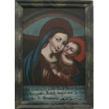 Anonym (18.Jh.) "Maria mit Jesuskind"; im unteren Bereich beschriftet; ÖL/Karton; ca. 50 x 35 cm;