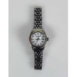 ROLEX-Damenarmbanduhr Oyster Perpetual; Stahl; Datumanzeige; Ref.-Nr. 6917; Lunette in 18ct WG;