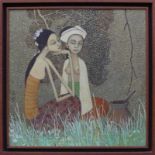 Cheong, Soo Pieng (1917 Amoy/China - 1983 Singapur) "2 Malayische Frauen (Geschwister) neben