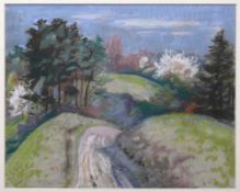 Dix, Otto (1891 Gera - 1969 Singen) "Frühling"; Partie auf der Höri mit blühenden Kirschbäumen,