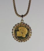 Halskette mit Anhänger Anhänger als Goldmedaille Vatikan L.50.000, Papst Johannes Paulus II.; in