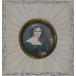 Miniaturist (20.Jh.) "Portrait der Anna Hillmayer"; Mischtechnik/Elfenbein; ca. 5,2 x 4,2 cm;