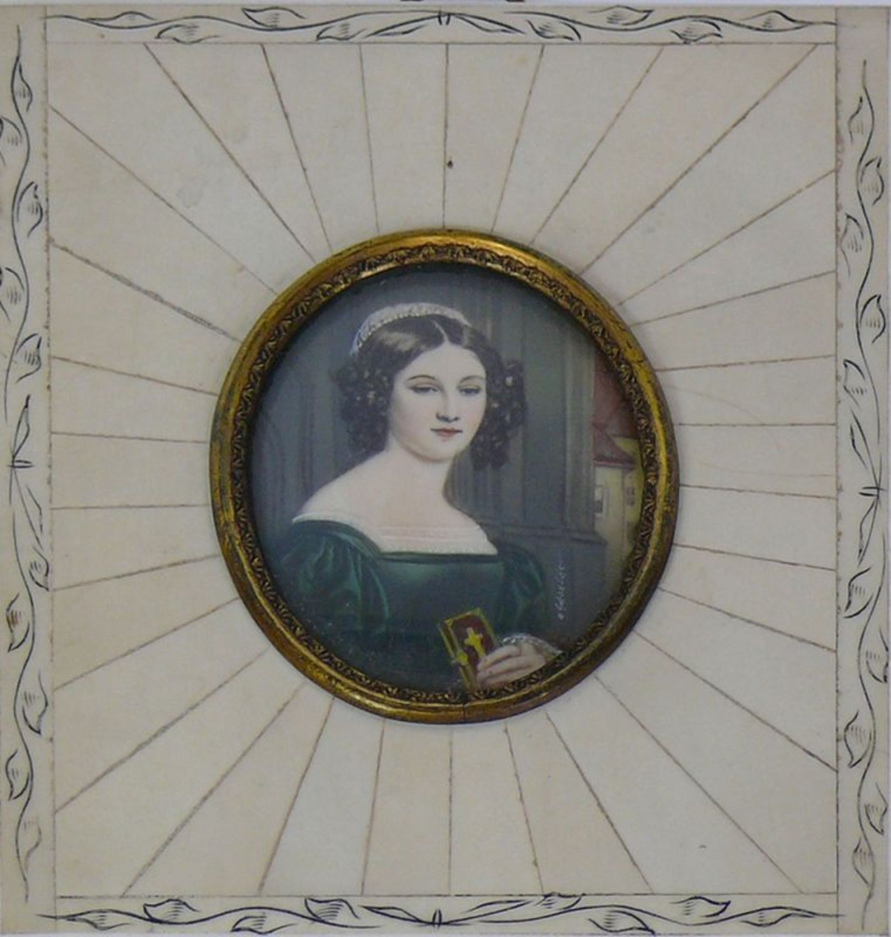 Miniaturist (20.Jh.) "Portrait der Anna Hillmayer"; Mischtechnik/Elfenbein; ca. 5,2 x 4,2 cm;