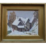 Hildebrandt, Fritz (1878 Quedlinburg - 1970 Konstanz) "Häusergruppe im Winter"; Dorf mit