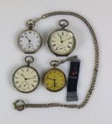 4 div. Taschenuhren (um 1900) 3x Silbergehäuse; 1x mit Uhrenkette bzw. mit Chatelaine; Schlüssel-