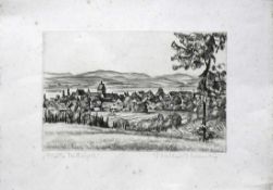 Waentig, Walter (1881 Zittau - 1962 Gaienhofen) "Blick auf Reichenau-Mittelzell" mit Kloster;