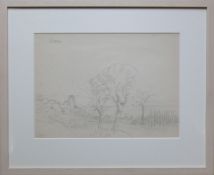 Dix, Otto (1891 Gera - 1969 Singen) "Horn/Bodensee"; Blick über Bäume und Reben auf Horn und