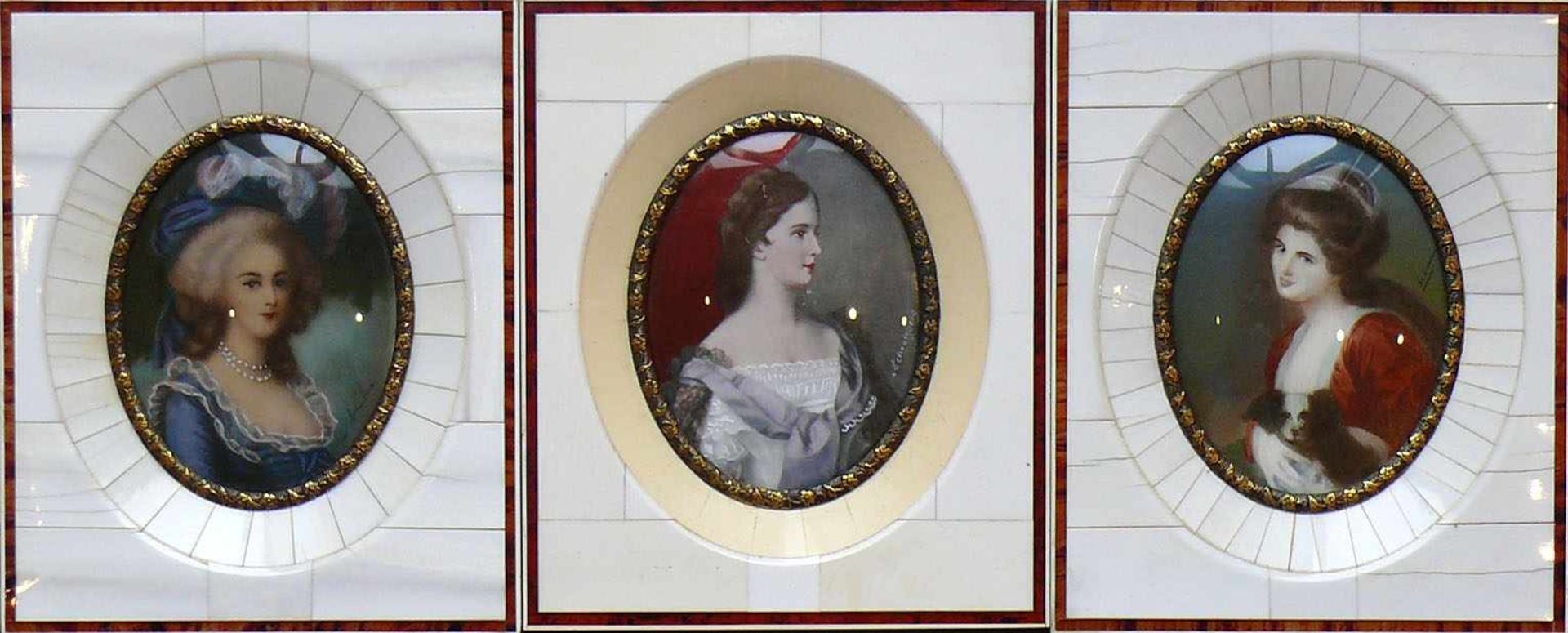 Miniaturist (20.Jh.) 3 div. Frauendarstellungen; "Maria Antoinette", "Lady Hamilton" sowie