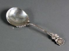 Vorlegelöffel Silber 835; Griff mit Augsburger Rosen-Dekor; L: 18 cm; 38g