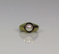 Damenring 8ct GG; besetzt mit Perle; 2,4g; Ringgr. 53