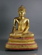 Buddha (Thailand/Burma, 18./19.Jh.) "Vajrasana"; auf dreieckförmigem Lotussockel; im Meditationssitz